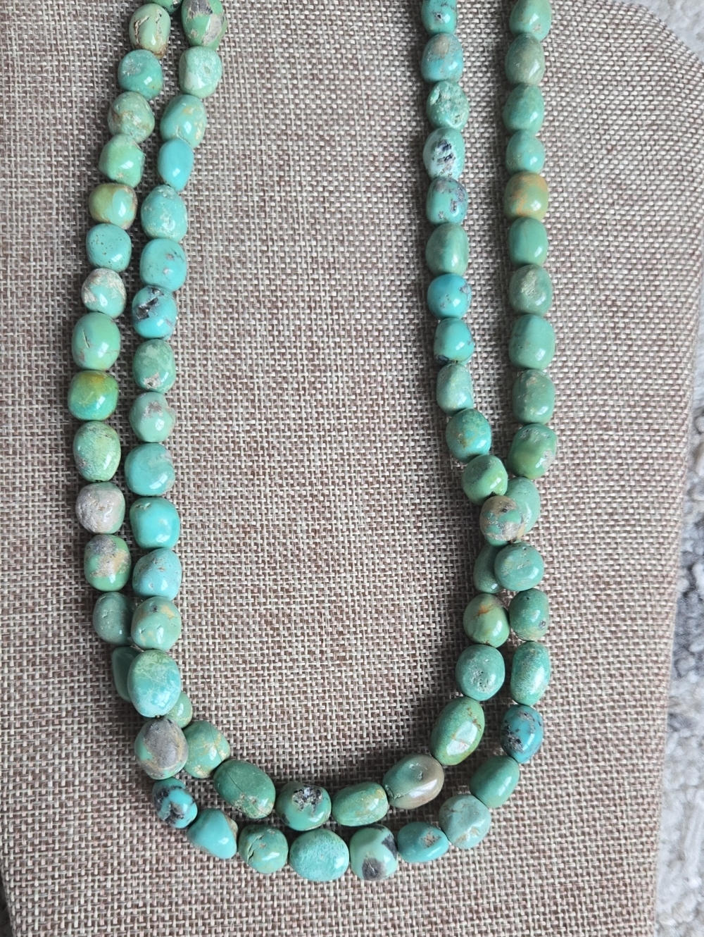 Vintage Double Strand Turquoise Beaded Nugget Necklace - Women Jewelry